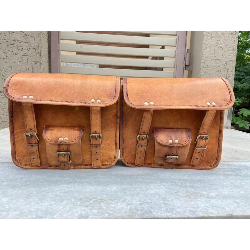 Δερμάτινες τσάντες σέλας μοτοσυκλέτας 4 Καφέ Δερμάτινες πλαϊνές τσάντες τσάντες 4 Τσάντες Combo