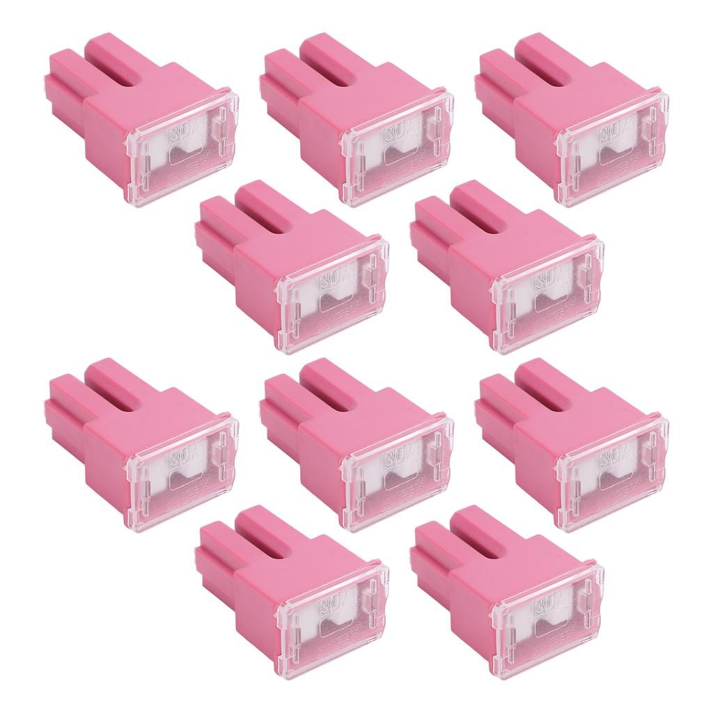 10PCS Slow Blow Fuses 30A 32V Double Straight Female Terminal Push In Type Fuse Set for Cars Trucks