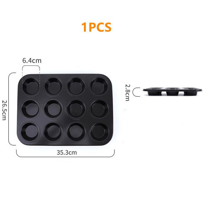4/6/9/12Holes DIY Non-Stick Cake Pan Bakeware Muffin Cupcake Mold Baking Dish Carbon Steel Kitchen Oven Trays Pastry Tool