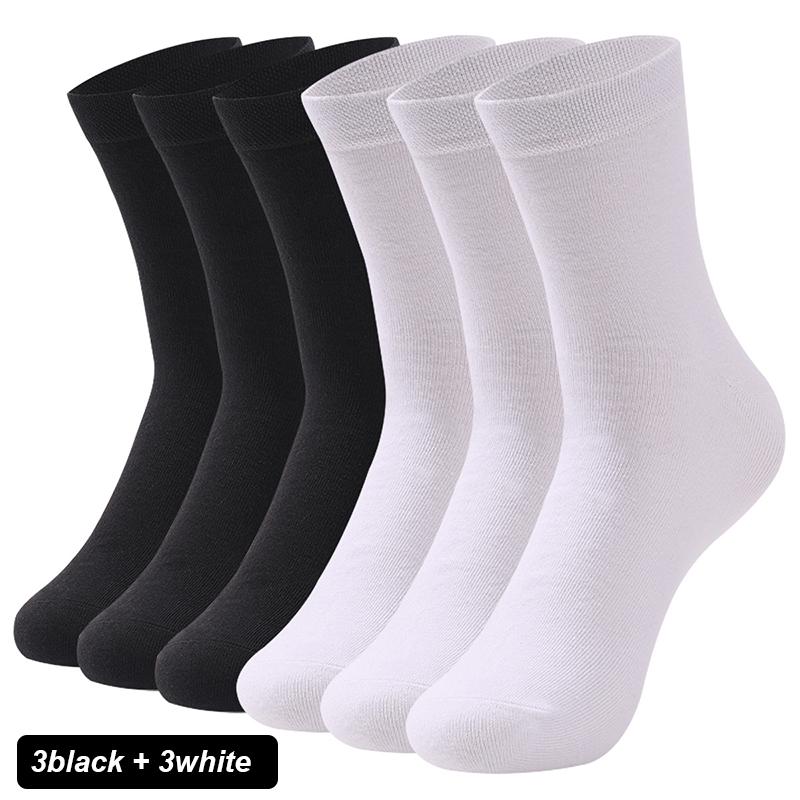 6 Paar Herrensocken aus Baumwolle, atmungsaktiv, schwarz/weiß, für den Frühling und Sommer, Übergröße EU 40–47