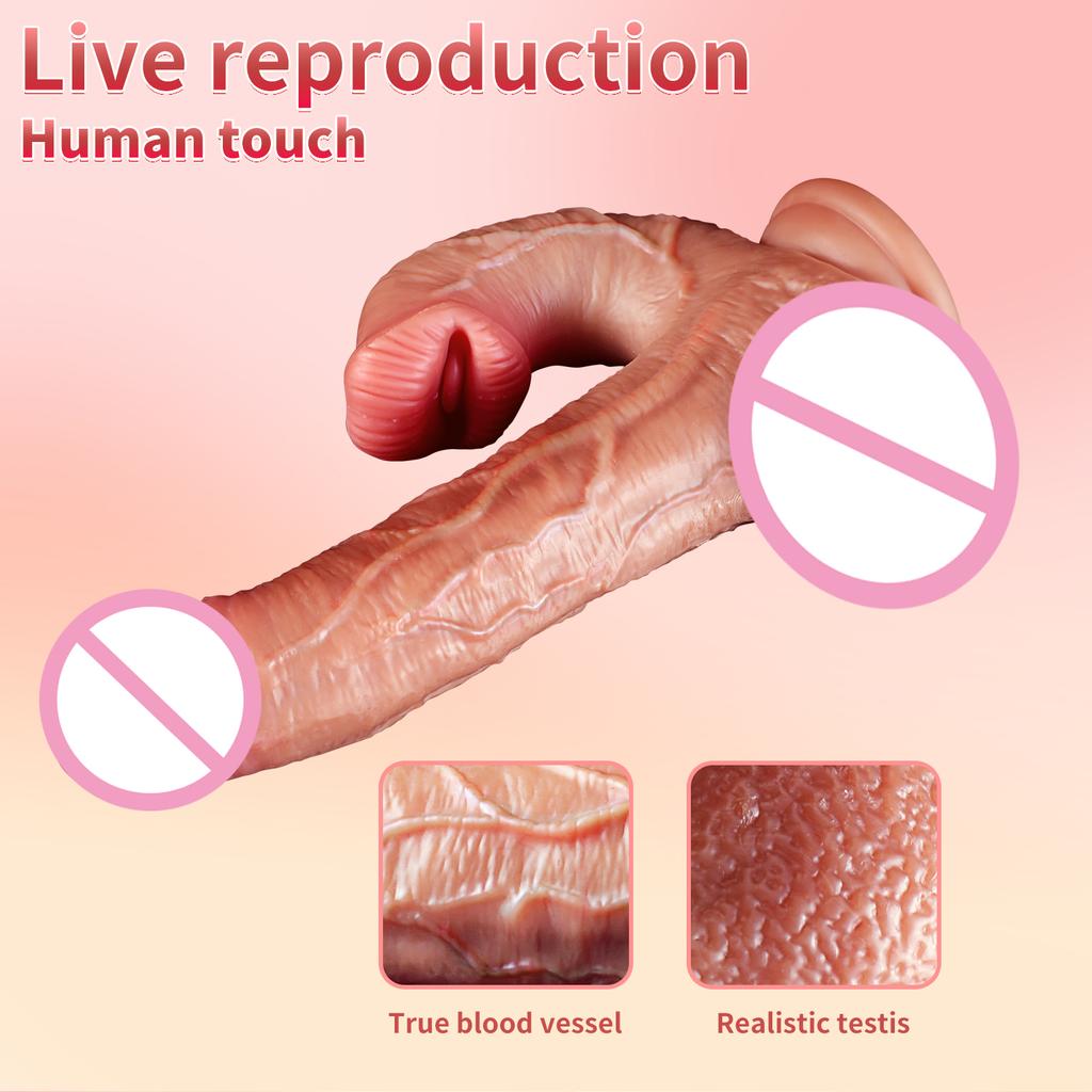 Realistic Dildos Sex Toys Telescopic Heating for Women Masturbation Anal Thrusting Penis Climax Dildo Vibrator G-spot Clitoral and Vaginal Stimulation