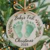 Baby's First Christmas Sea Glass Ornament Baby's Footprint Keepsake for Newborn Girl Boy Gift Coastal Christmas Tree Ornament for Home Decor