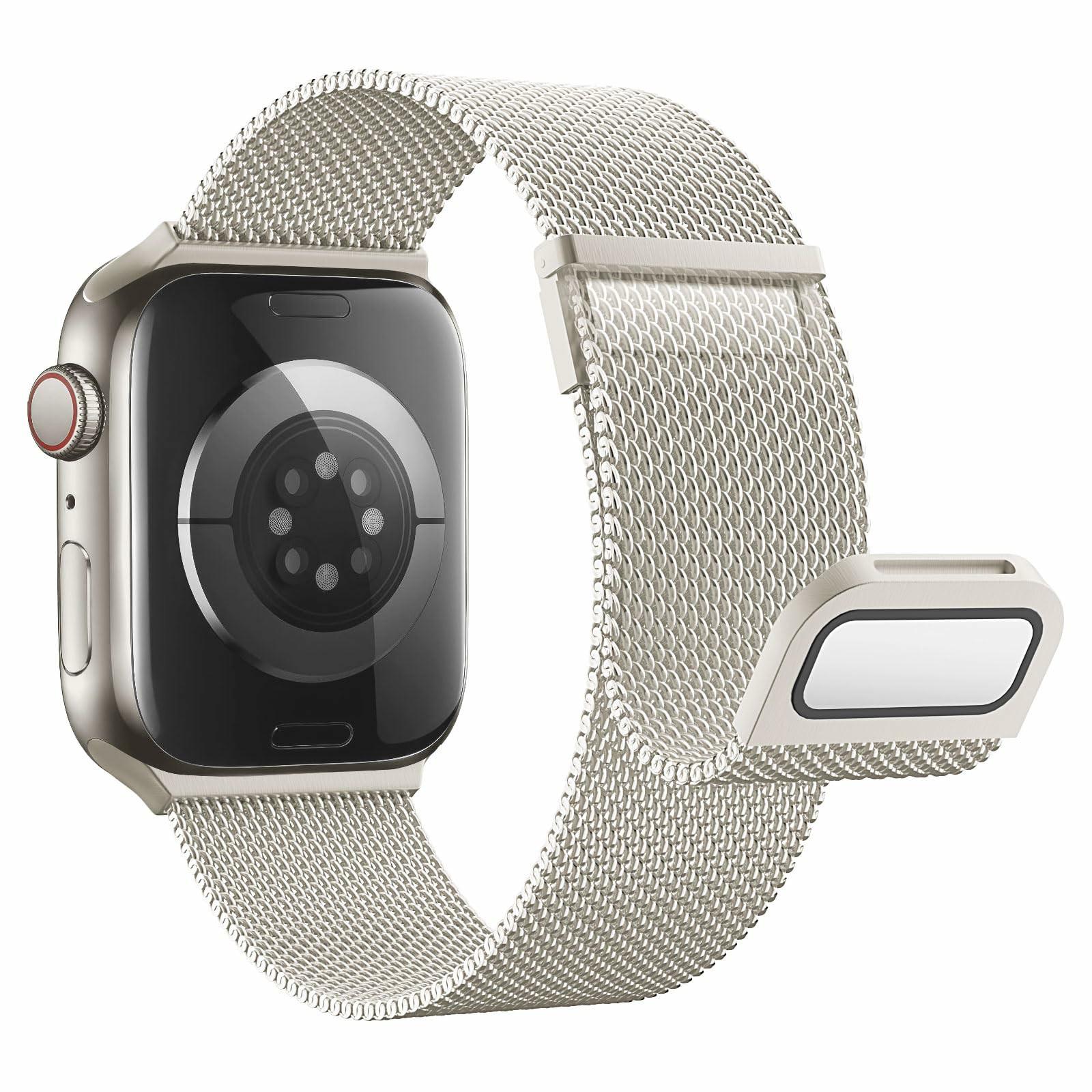 

Colored Metal Strap for Apple Watch Series 10 9 8 7 SE 6 5 4 3 2 1 42mm 41mm 40mm 38mm Magnetic Closure Milanese Watch Band Starlight