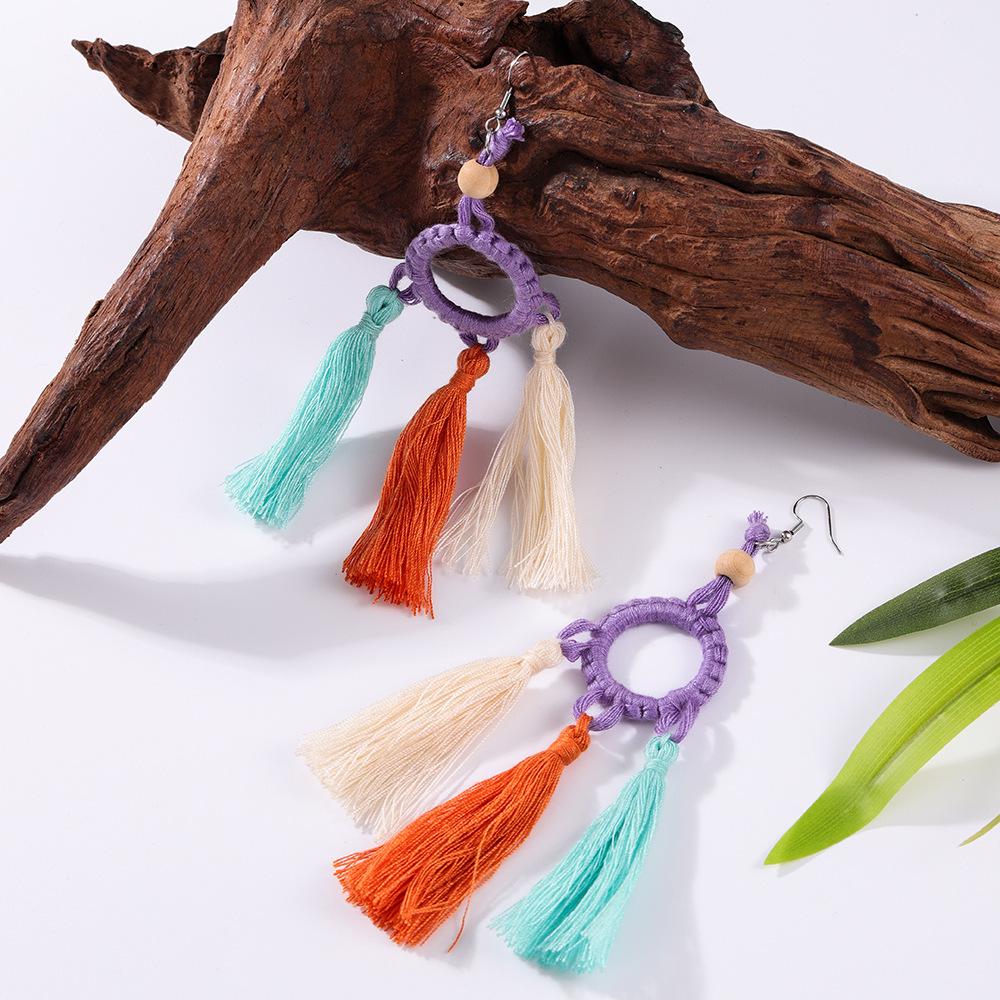 European & American High-End Handmade Tassel Christmas Dangle Earrings - Vintage Ethnic Style