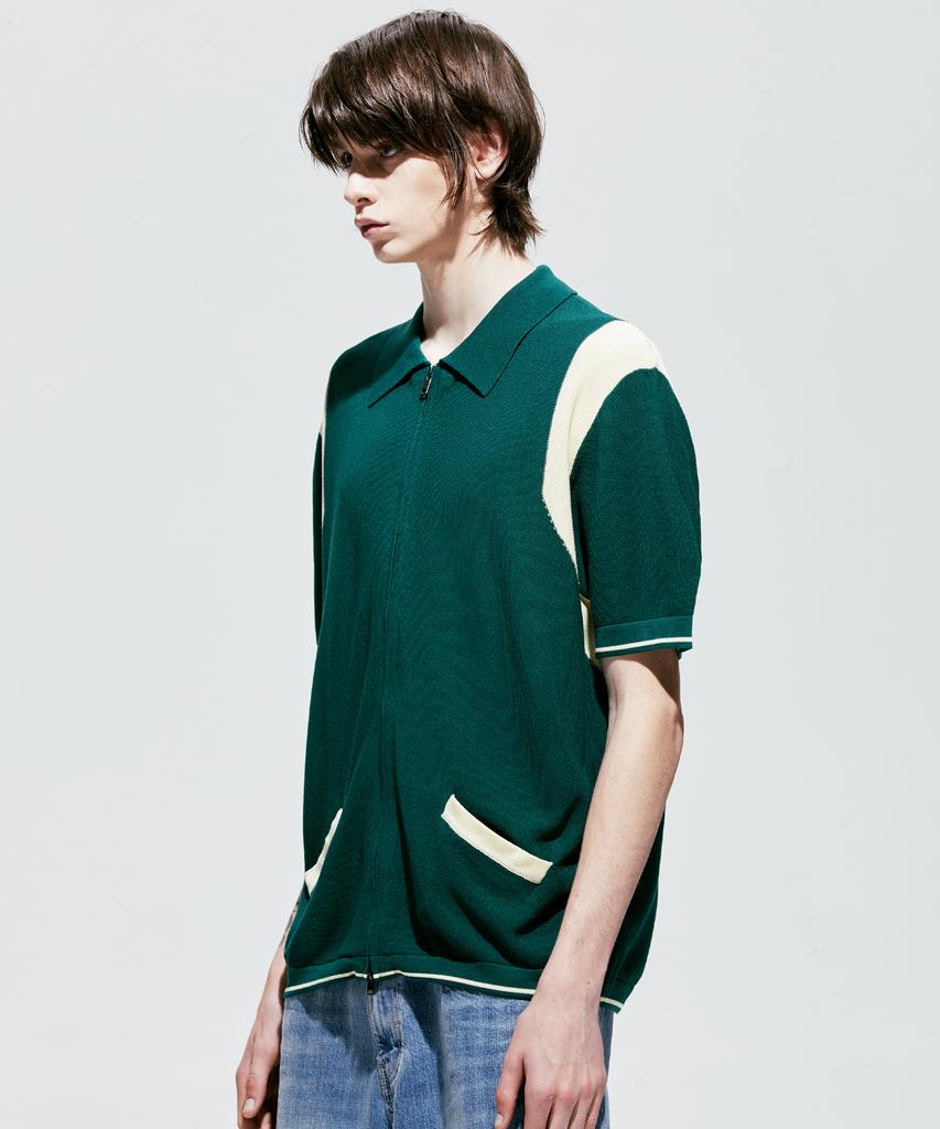 SSY Varsity Summer Half Knit Zip-Up Green