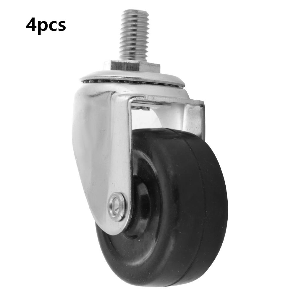 4pcs 2 Inch Swivel Caster Rubber Threaded Stem Roller Wheel for Trolley Furniture