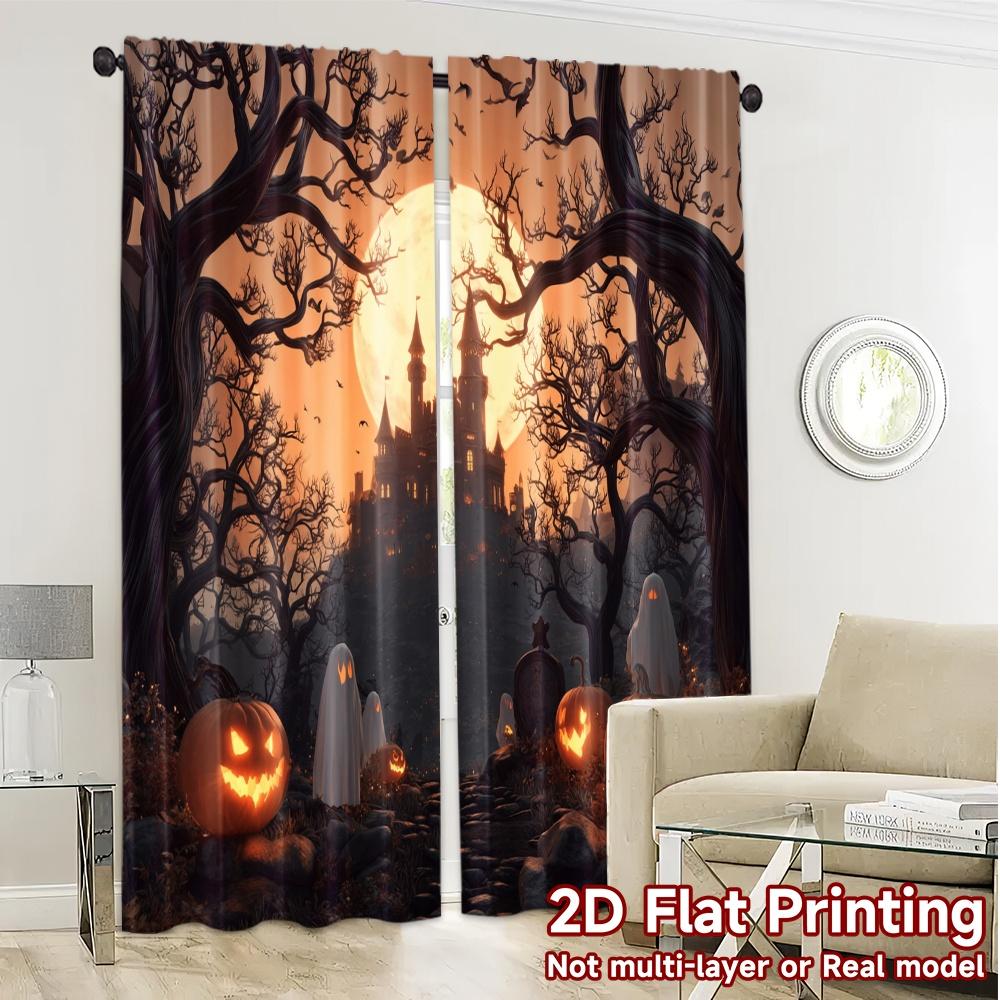 Flat Printing Curtains Without Rod Haunted Hollow Yarn Gifts Ldeal Bedroom Curtain Set Of 2 Modern Made Polyester Washable Master Ready