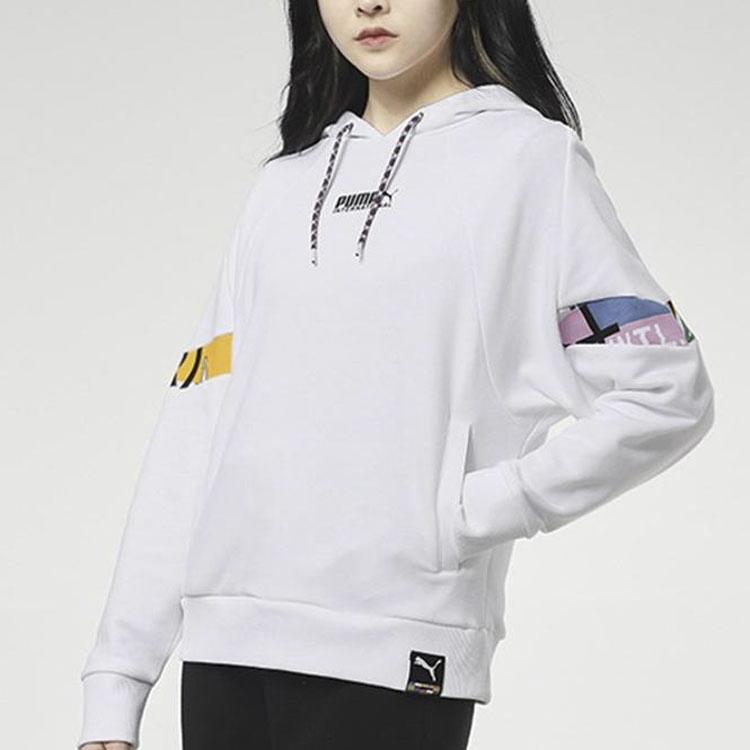 Puma Colorblock Strick-Hoodie Sweatshirt Damen Tops Weiß 531351-02