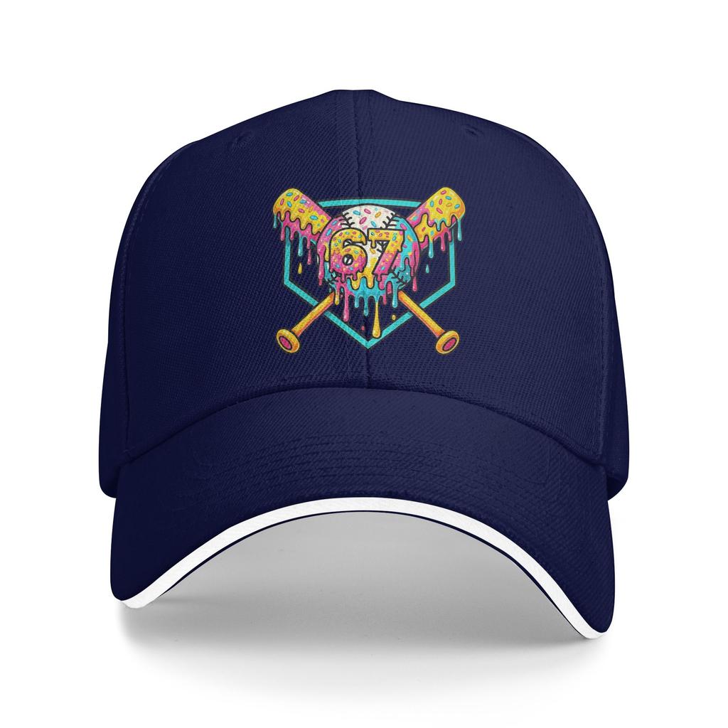 67 Baseball Home Plate Dripping Ice Cream Drip Baseball Cap Cool Female Male Hip Hop Hats Print Outdoor Gym Baseball Caps Gift