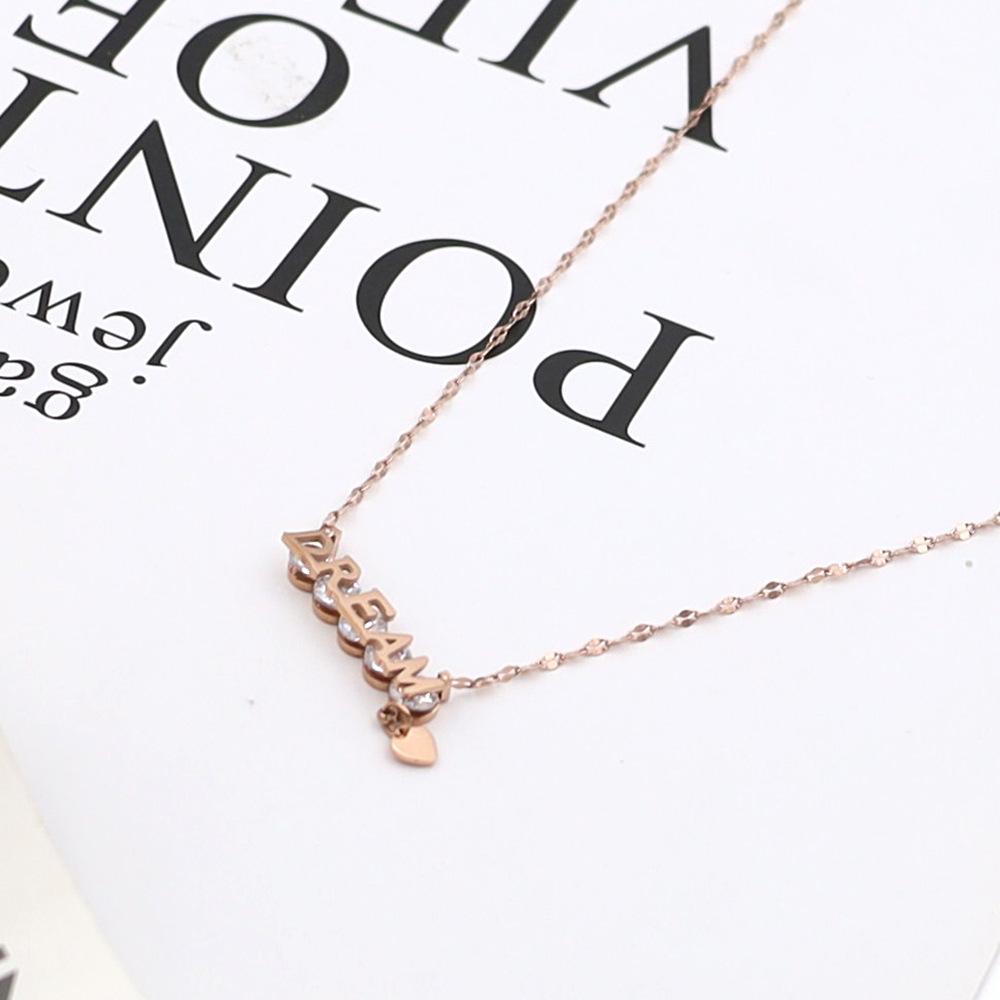 Stylish And Simple Dream Letter Zircon Necklace Jewelry Women'S Niche Titanium Steel Love Collarbone Chain Does Not Fade