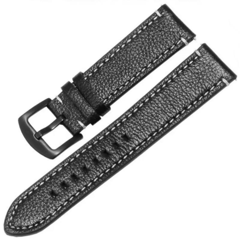 New Genuine leather lychee grain watchband 18mm 20mm 22mm 24mm pin buckle calfskin strap for brands automatic watch Black Brown