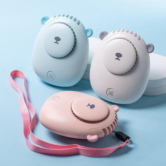 Summer Cooling Fan 3 Speeds Strong Airflow Low Noise Compact Size Rechargeable Personal Fan Neck Hanging Fan
