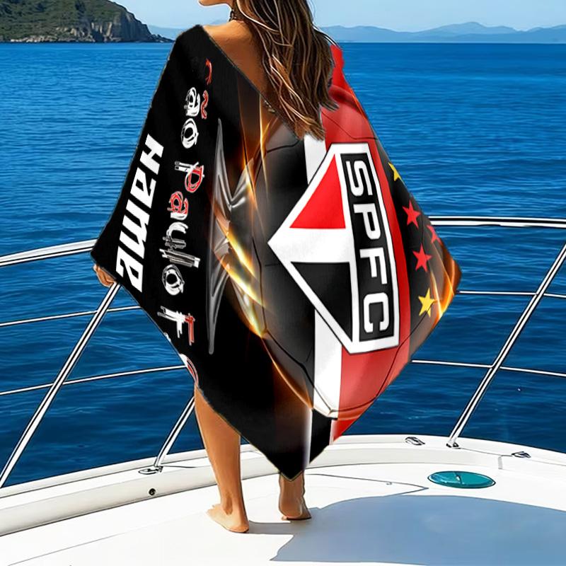 1PC Custom Name Beach Towel Sao Paulo Team Spirit Beach Towel, Suitable for Camping, Travel, Beach Accessories, Super Absorbent, Family Gift