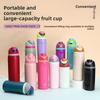 304 stainless steel water bottle - Large capacity portable bouncing insulated cup - Handheld double drinking straw cup