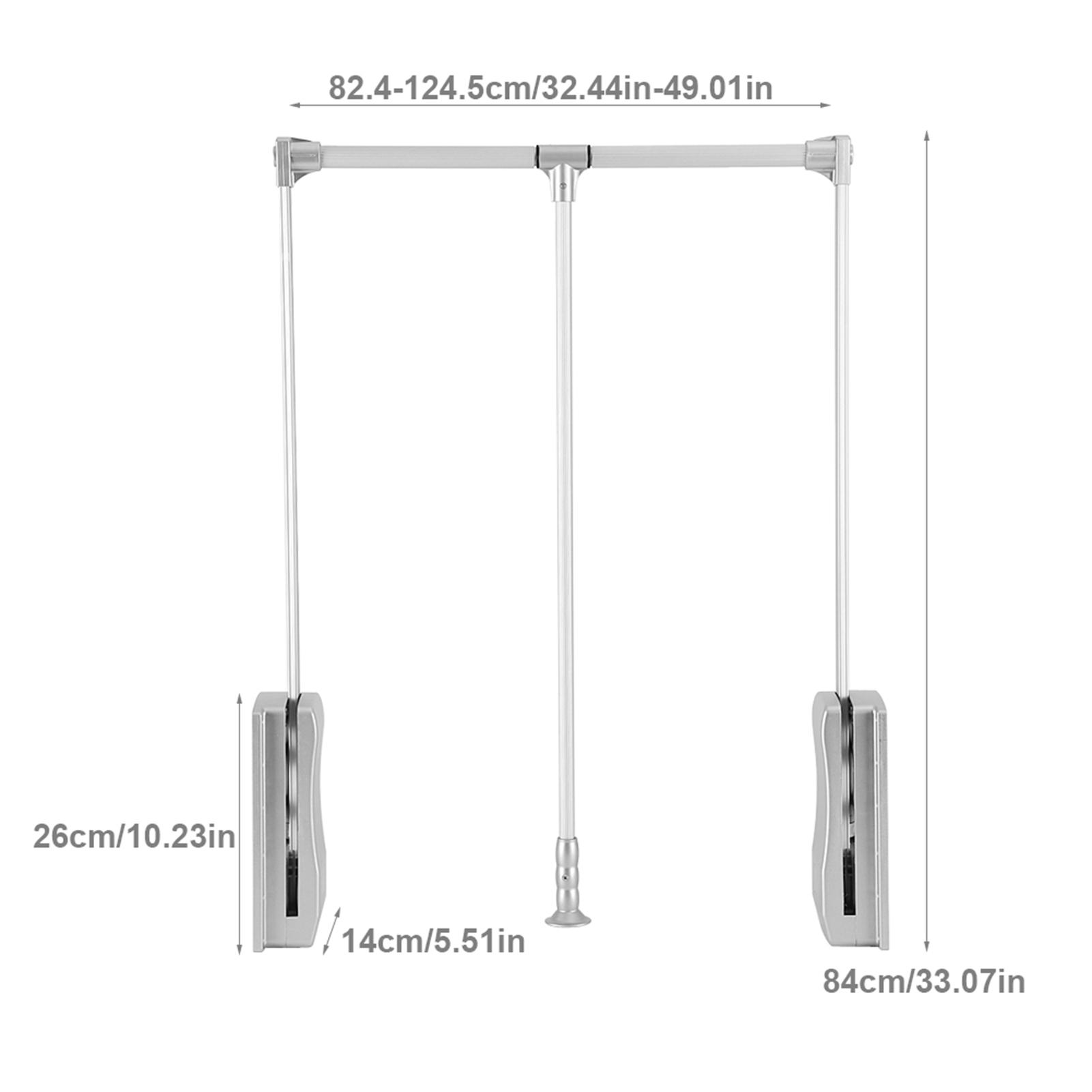 Lift/Pull Down Adjustable Width Wardrobe Clothes Hanging Rail Soft Return Space Saving Pull Down Clothes Rail