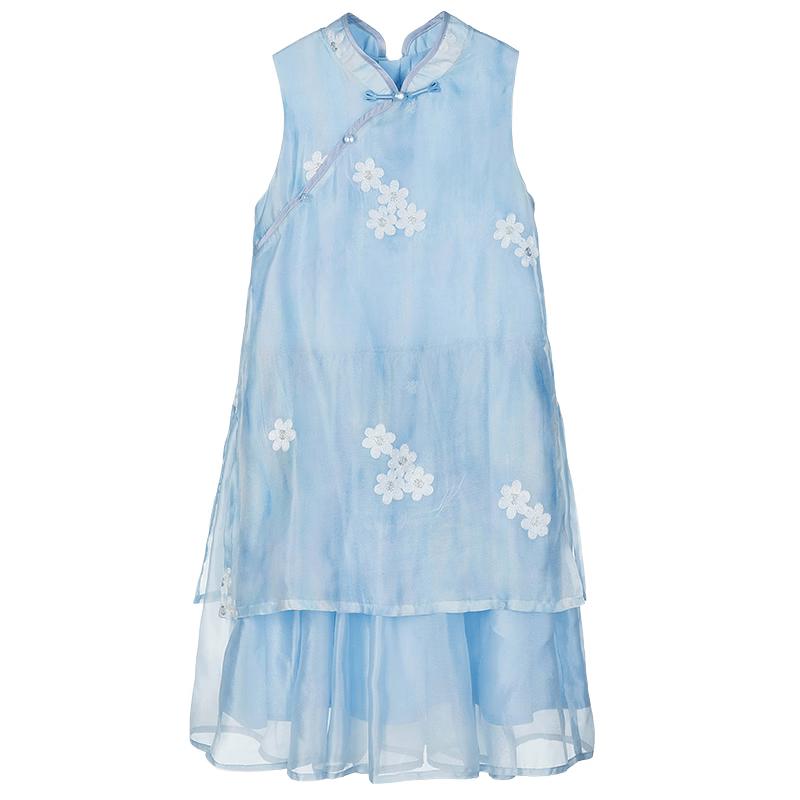Girls Chinese Style Floral Sleeveless Qipao Dress 130