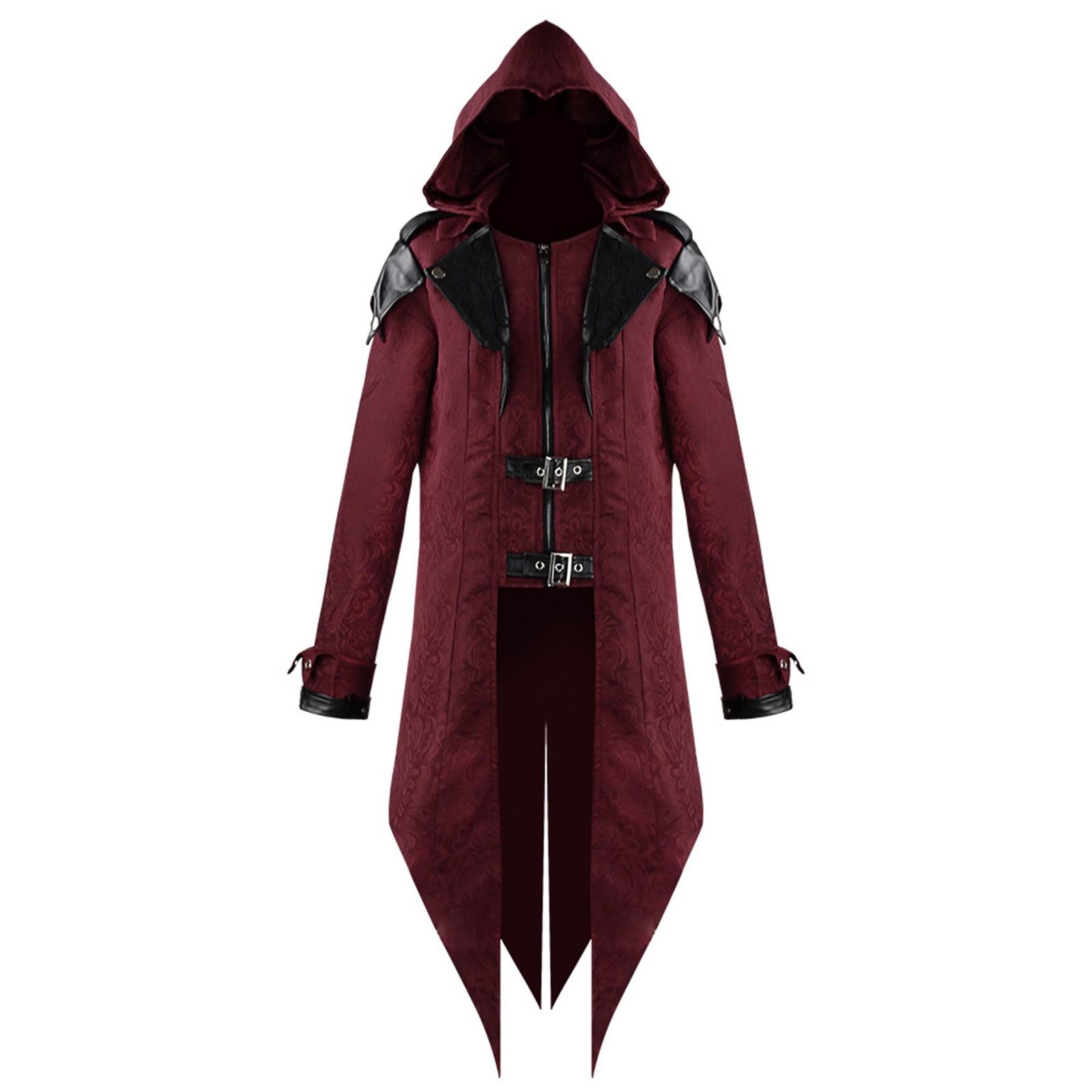 

Мужское Хэллоуинское Ретро Худи Пэчворк - Готический Темный Костюм для Ролевых Игр для Мужчин XL красный