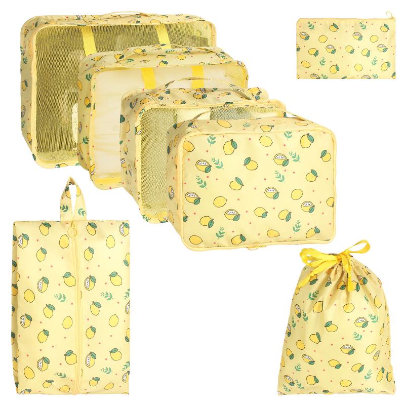 Modern Simple Printed Travel Storage Bag Set 7 Pieces Waterproof Clothing Organizer Travel Accessories Storage Bags жёлтый