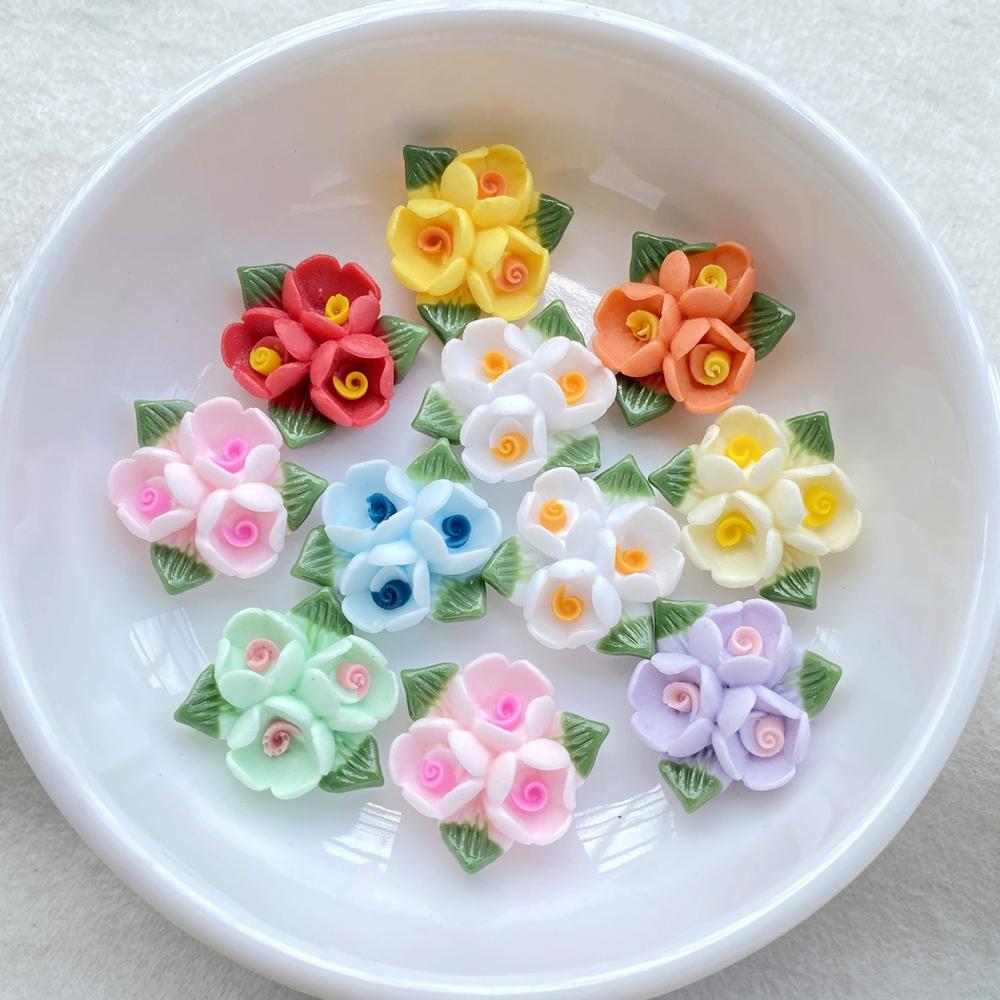 10PCS Vibrant Resin Three Roses For Scrapbooking, Wedding Decor & DIY Jewelry Making Accessories