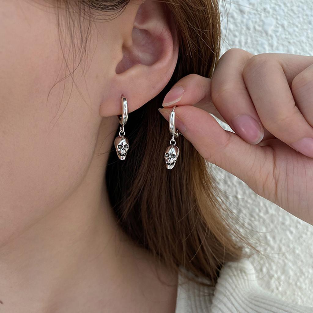 Orecchini Pendenti Teschio Scheletro Argento – Gotici E Punk – Gioielli Vintage Per Donna E Ragazza