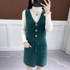 Faux Mink Knitted Waistcoat Spring and Autumn Mohair V-neck Vest Knitting Versatile Sleeveless Mid-length Casual Women's Dress