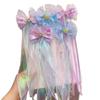 Mermaid Princess Bow Hair Clip for Girls – Flowy Gauze Double Clip, Birthday Performance Accessory with Veil