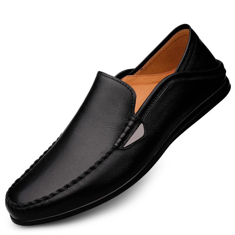 Men s First Layer Cowhide Slip-On Casual & Business Formal Leather Driving Shoes 38 чёрный