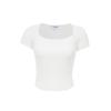 VEROMODA Women's Square Neck Knitted Short Sleeve Top