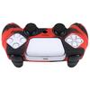 PlayVital PS5 Controller Protective Case Rubber Protective Case for PS5 Wireless Soft Silicone Skin with Thumb Grip Caps Warrior Red Black Cover,