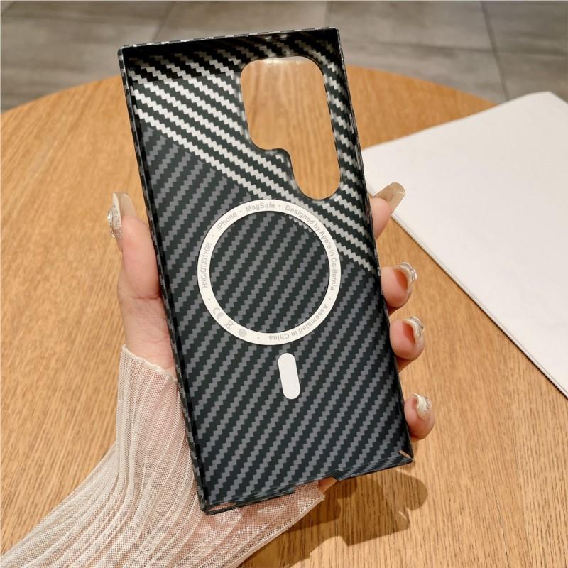 Carbon Fiber Texture Magsafe Magneitc Case For Samsung Galaxy S26 S25 S24 S23 S22 Plus Ultra A55 A56 A15 A16 A17 Thin PC Cover