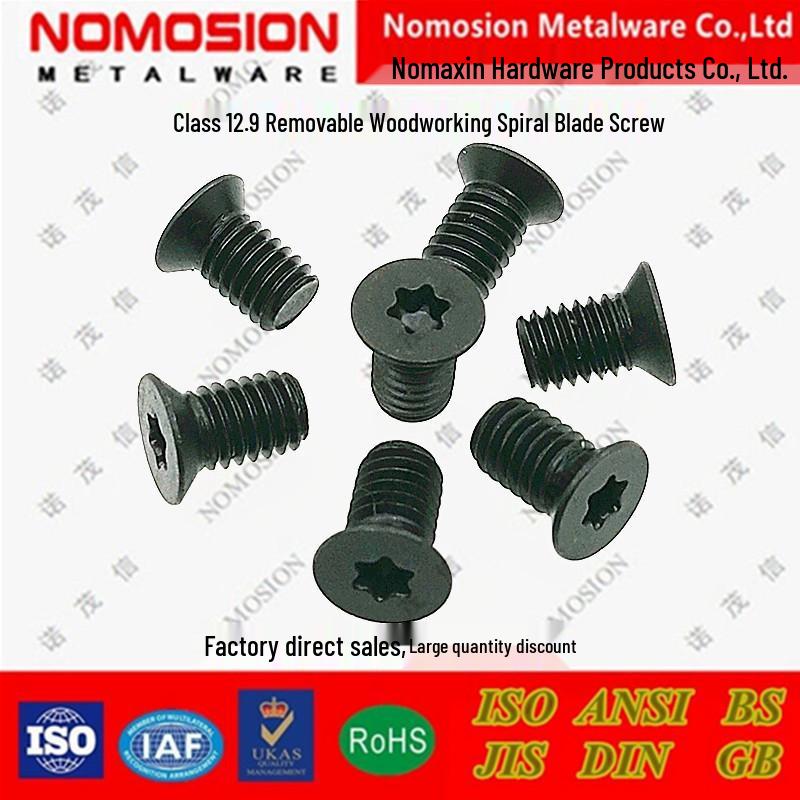 12.9 Grade Alloy Steel Disposable Blade Woodworking Spiral Knife Planer Plum Blossom Screw KM6*10-D9.0 Head