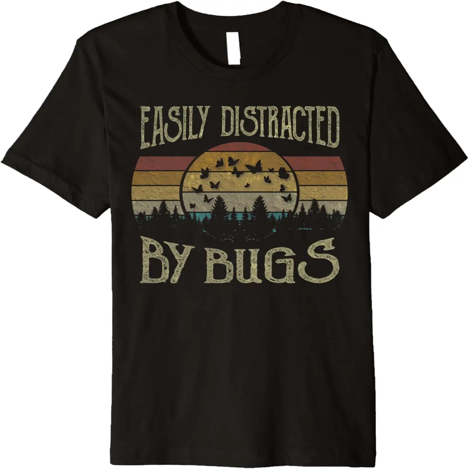 Retro Vintage Butterfly Lover Easily Distracted By Bugs Premium T-Shirt S
