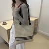 Summer Woven Tote Bag With Zipper Closure For Casual Daily Use