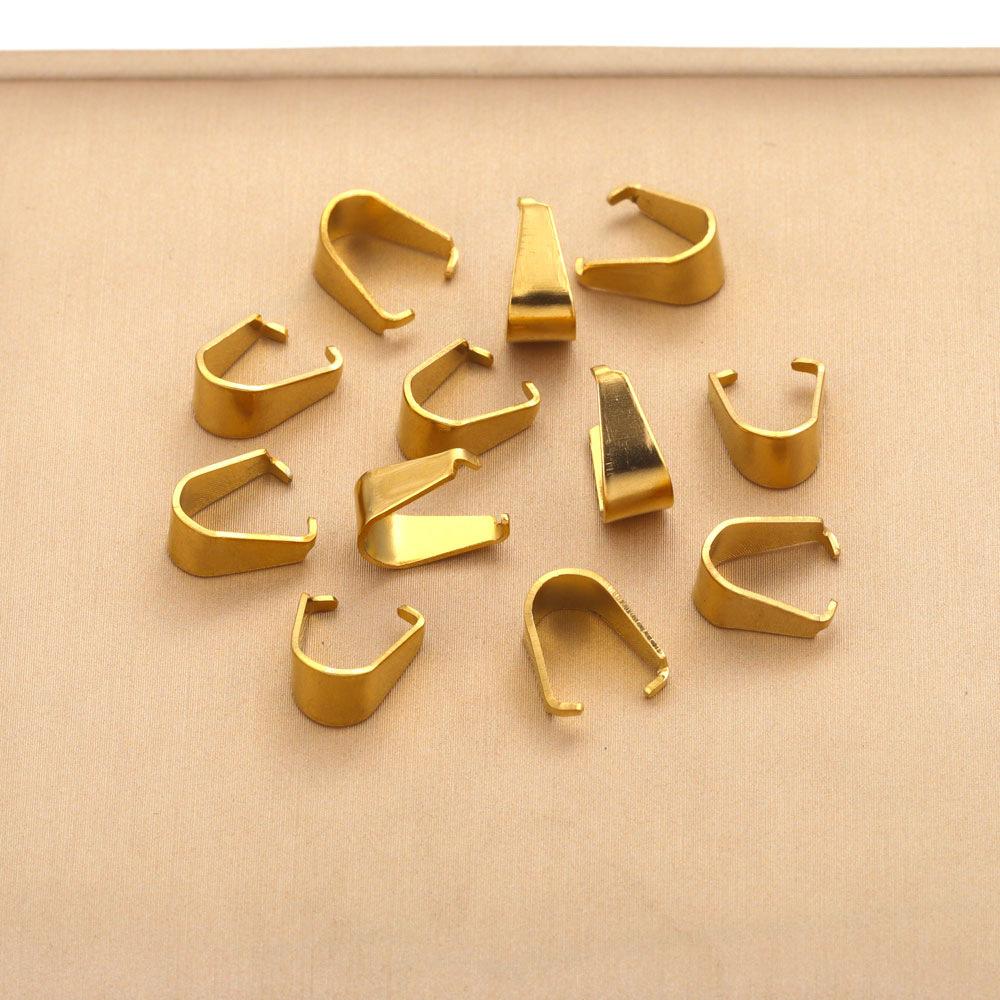 Stainless Steel Golden Melon Seed Fork Wrong Mouth Real Gold Electroplated Pendant Buckle Necklace Accessory Clasp DIY Jewelry