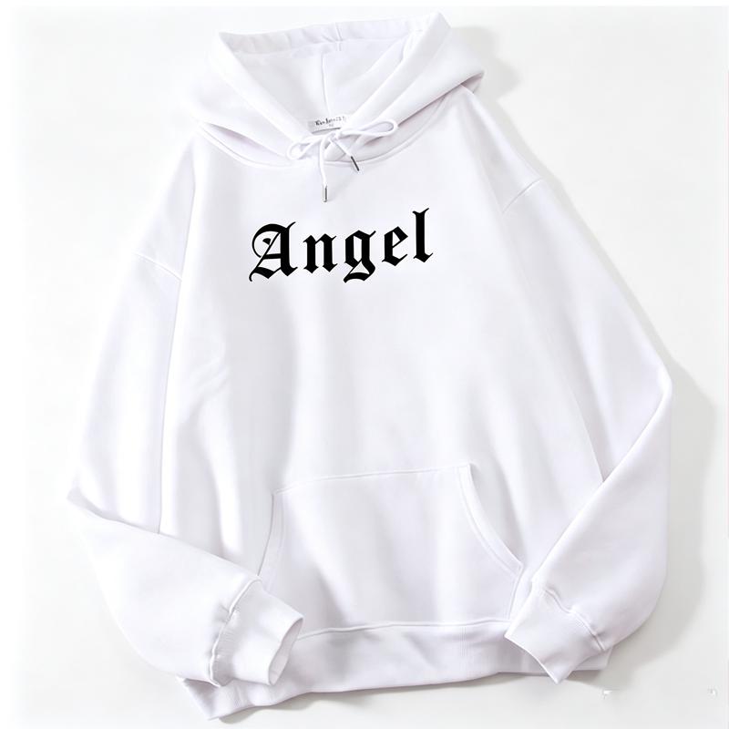 Felpe con cappuccio Angel Creativity Letter Printing Uomo Divertente Felpa alla moda Novità Spalla Drop Abbigliamento Felpa con cappuccio Harajuku da uomo