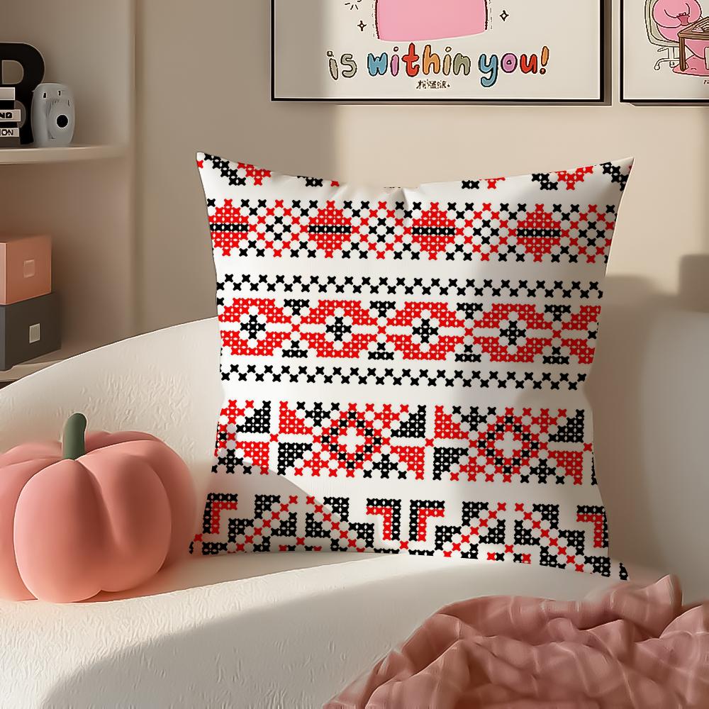 Retro Art Pattern RRussian shading Cushion Cover Pillowcase Short Plush Invisible zipper Room Sofa Cushion Cover