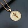 Hip Hop Angel Wings Pendant Necklace for Women Men Round Necklace Bling Jewelry