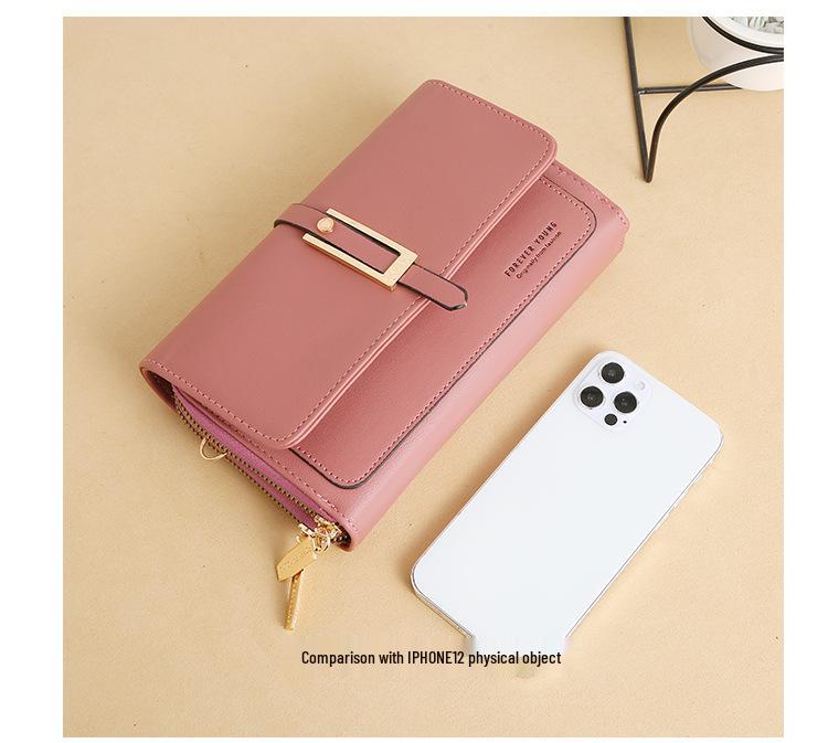 Urban Minimalist Women's Crossbody Wallet Bag with Card Slots & Phone Compartment