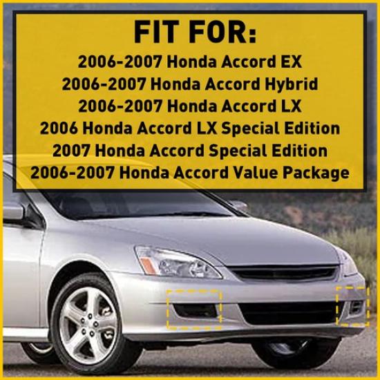 Fit 2006-2007 Honda Accord Front Left & Right Fog Light Lamp Cover W/o Hole