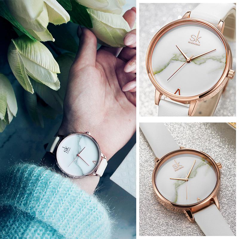 Damen Armbanduhr Weibliche Uhr Mode Einfach Marmormuster Quarz Uhr Armband Wasserdicht Damen Uhr 0039