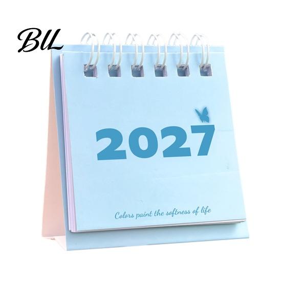 Calendar Mini Desk 2027, Jan. 2027 to Dec. Standing Flip Small Vertical Desktop Calendar, 12 Monthly Planner with Twin-Wire Binding for Home