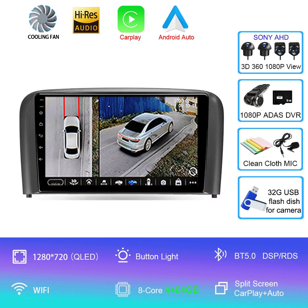 Car Radio Android 14 Carplay Auto 2K Screen Multimedia Player For Volvo S80 2004 2005 2006 2 Din Autoradio Stereo