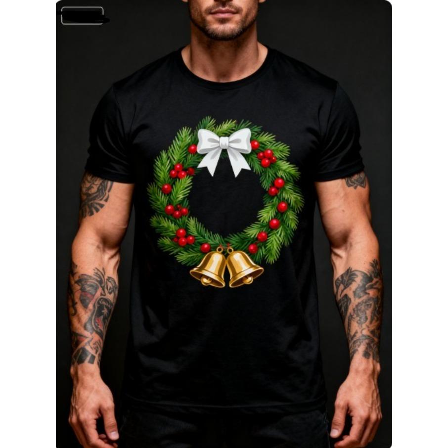 Weihnachtsbaum Herren Casual 3D Druck Locker Rundhals Kurzarm T-Shirt Top