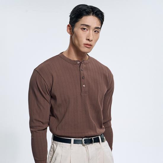 Torence Men’s Ribbed Henley Neck Long Sleeve T-Shirt 3 Colors