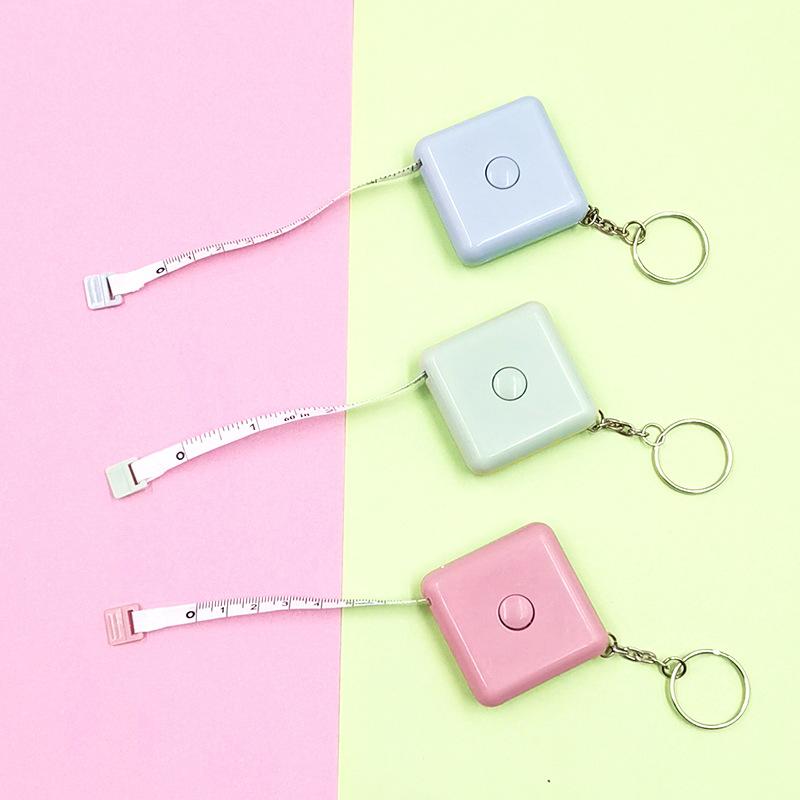 1.5m Square Keychain Automatic Telescopic Ruler Mini Small Tape Measure Clothing Tape Measure Body Circumference Ruler