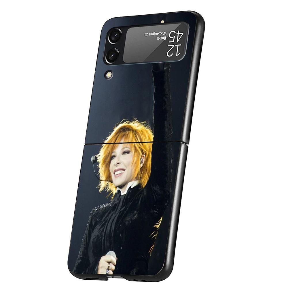 Mylene Farmer Cover Phone Case For Samsung Galaxy Z Flip 7 6 5 4 3 5G Flip7 Flip6 Flip5 Flip4 Flip3 Black Fundas Shell