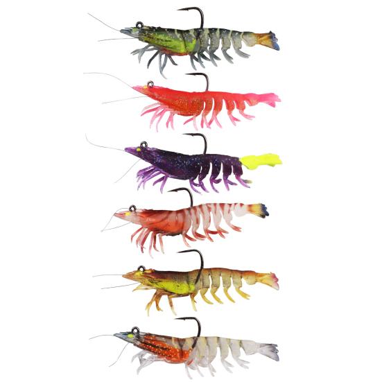 1/3/6Pcs Fishing Lures Shrimps Baits with Hook Realistic Looking Vibrant Color Freshwater Saltwater Shrimp Swimbaits Soft Lures