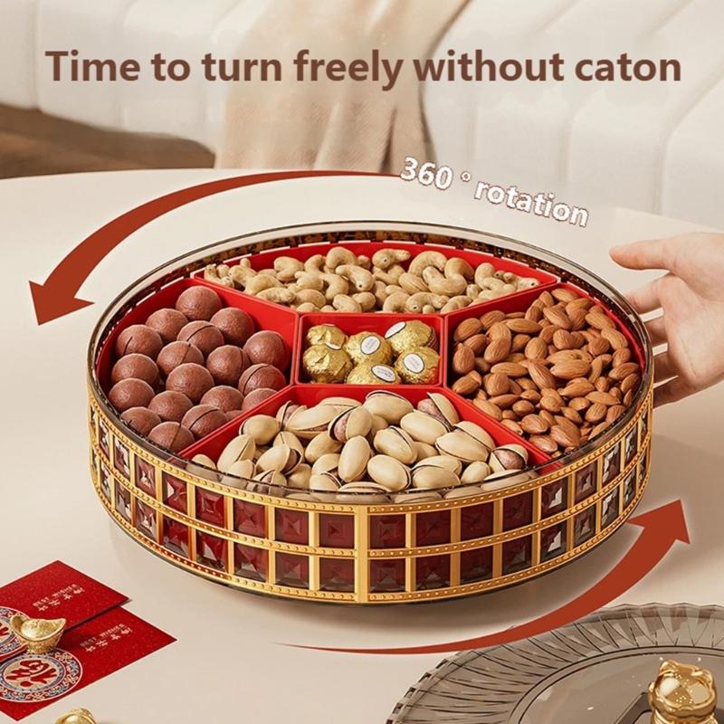 Rotating Fruit And Snacks Serving Tray Designed For Easy Access To Dry Fruits Nut And Candy During Family Gatherings