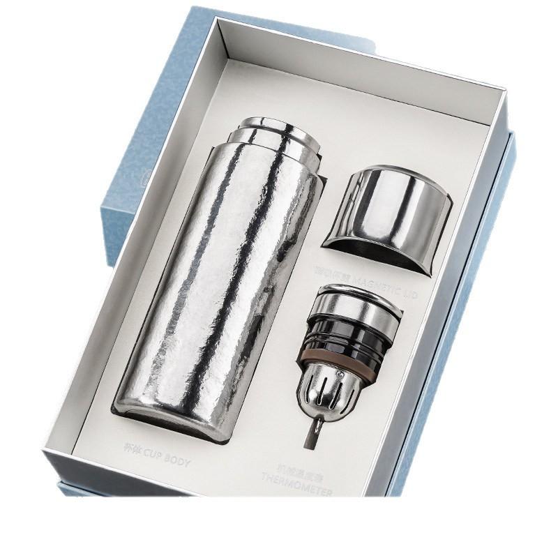 Titanium Vacuum Insulated Travel Mug With Temperature Display Tea Infuser Magnetic Lid Men Office Business Gift
