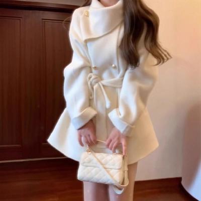 Women's Black Hepburn Woolen Cape Coat - High-End, Thickened | Autumn/Winter 2025 Collection